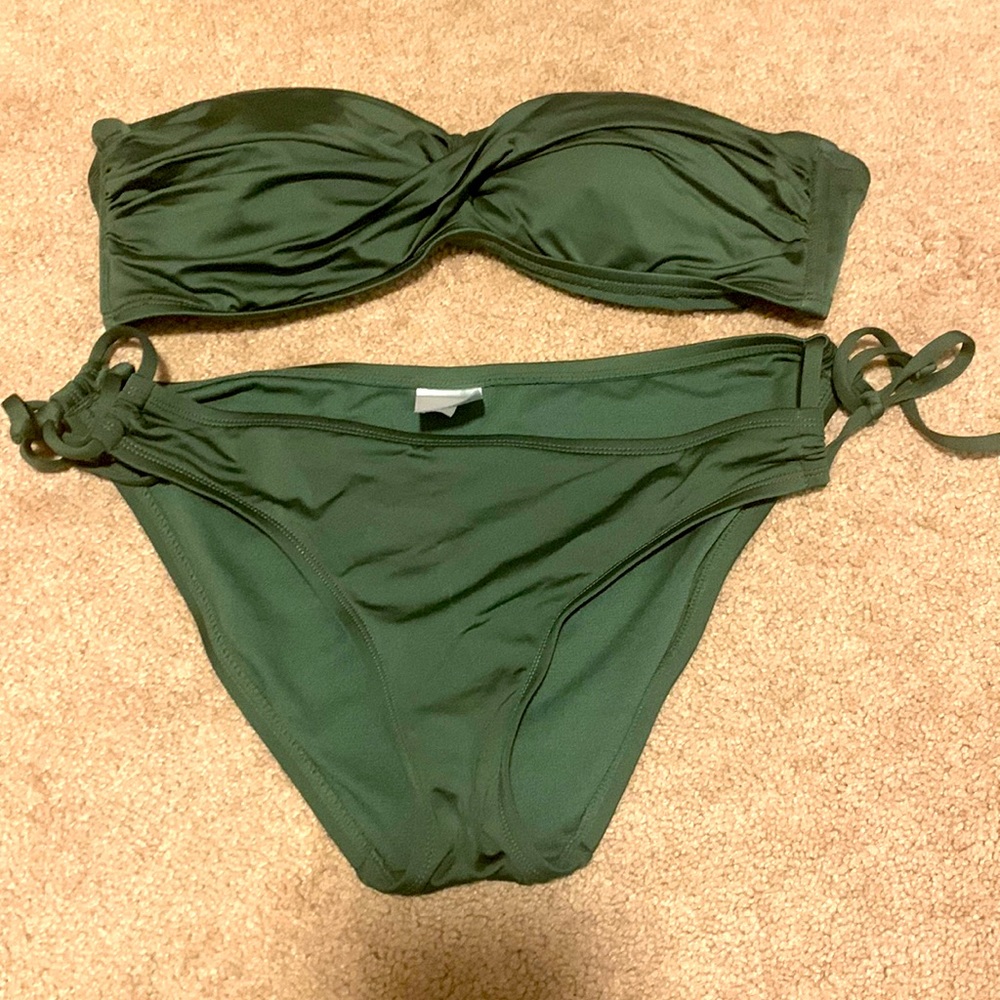 Army green bandeau top bikini